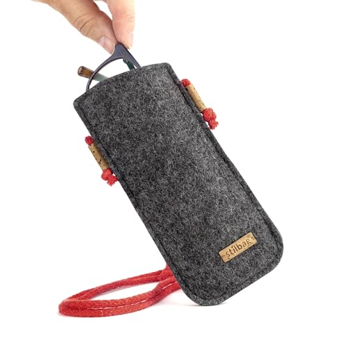 stilbag Umhängebrillenetui aus Wollfilz | robustes Case für Brillen | passend für Frauen und Männer | handmade in Deutschland-anthrazit - pink (Anthrazit - rot) von stilbag