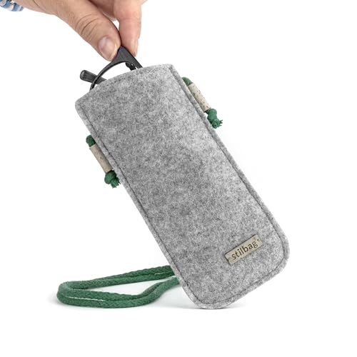 stilbag Umhängebrillenetui aus Wollfilz | robustes Case für Brillen | passend für Frauen und Männer | handmade in Deutschland-anthrazit - pink (Hellgrau - grün) von stilbag