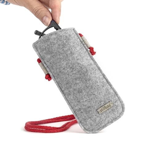 stilbag Umhängebrillenetui aus Wollfilz | robustes Case für Brillen | passend für Frauen und Männer | handmade in Deutschland-anthrazit - pink (Hellgrau - rot) von stilbag