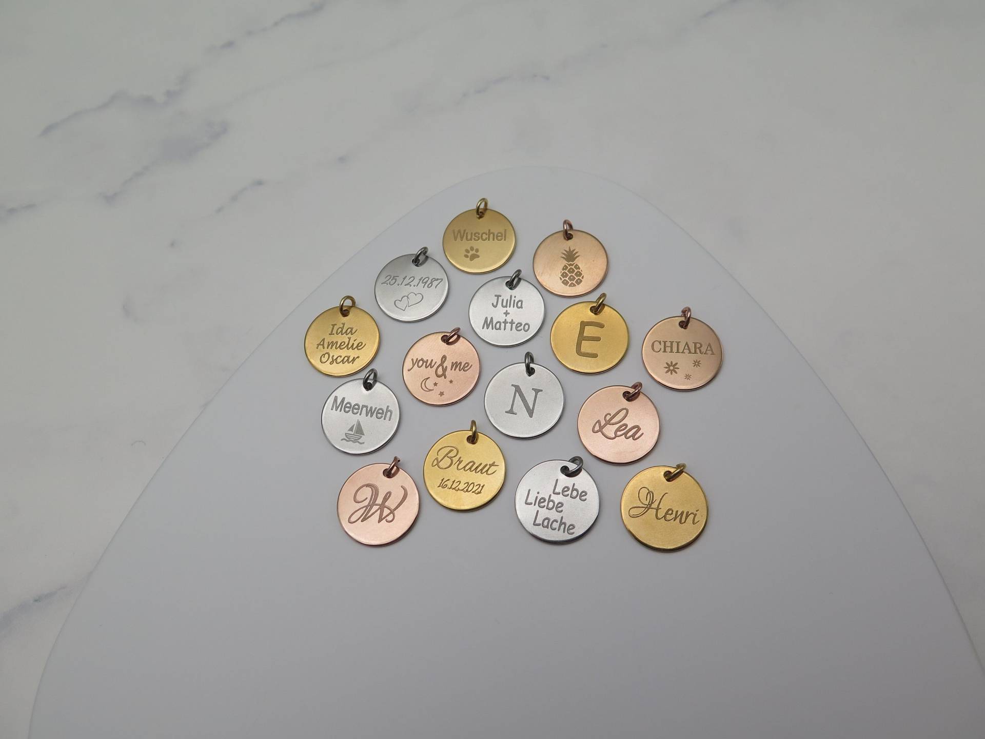 Gravur - Plättchen 15mm Dot Edelstahl Silber , Gold Oder Roségold/Farbwahl Anhänger Personalisierter Schmuck Erinnerung Symbol Gravur - Plättchen 15mm Dot Edelstahl Silber , Gold Oder Roségold/Farbwahl Anhänger Personalisierter Schmuck Erinnerung Symbol von stilkomplex