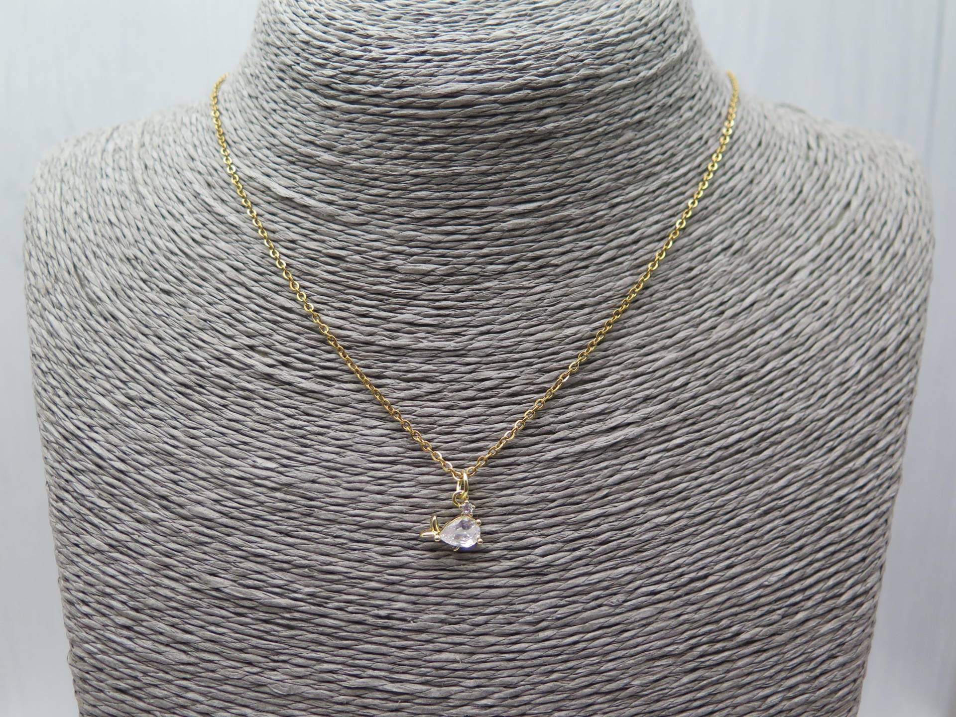 Kette - Wal Kristall Vergoldet Halskette Edelstahl Meer Tier Geschenk Schmuck Liebe Meeresbewohner Fisch Wasser Tierkette Blauwal Freundin von stilkomplex