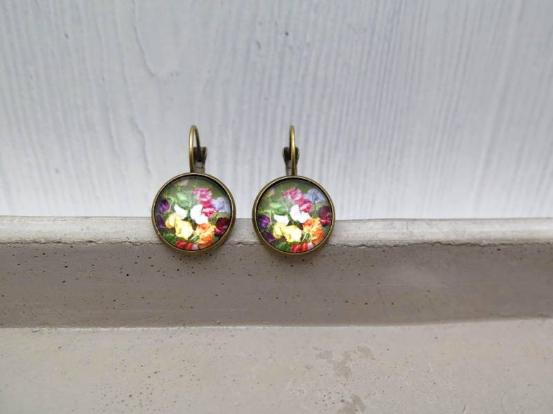 Ohrhänger - Bunte Blumenwiese Mohn Ohrringe Bronzefarben Mohnblumen Vintage Look Glascabochon Geschenk Retro Blume Blumenschmuck Schmuck Ohrhänger - Bunte Blumenwiese Mohn Ohrringe Bronzefarben Mohnblumen Vintage Look Glascabochon Geschenk Retro Blume Blumenschmuck Schmuck von stilkomplex
