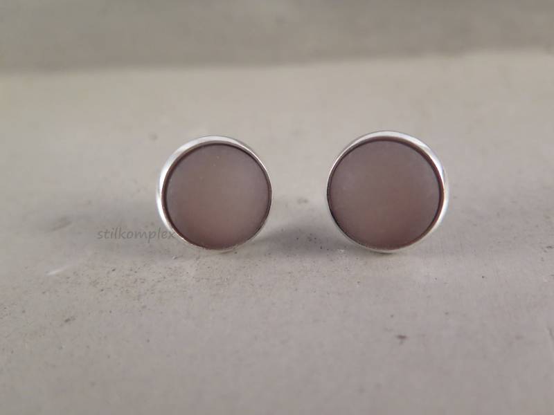 Ohrstecker - Polaris Cabochon Matt Braun Grau Silberfarben von stilkomplex
