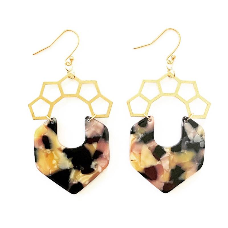 Schildpatt Acetat Krone Baumeln Ohrringe - Acryl Harz Statement von stitchandstonedesign