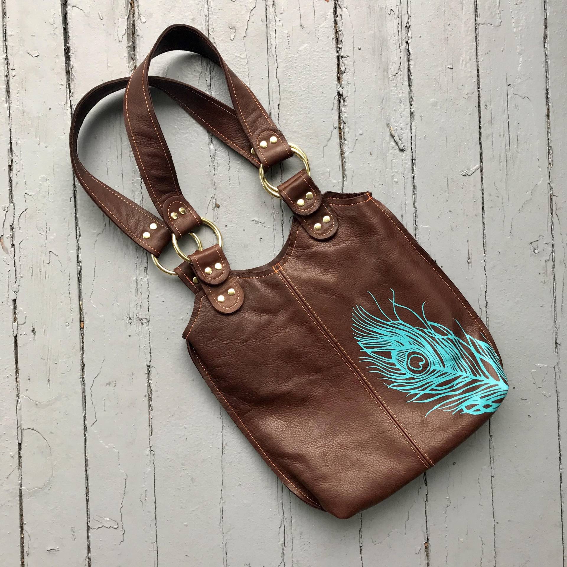 Kleiner Pfau Beutel | Kleine Ledertasche, Anpassbare Einkaufstasche, Pfau Geldbörse, Handgemachte Alltagsgeldbeutel, Schulter von stitchandswash