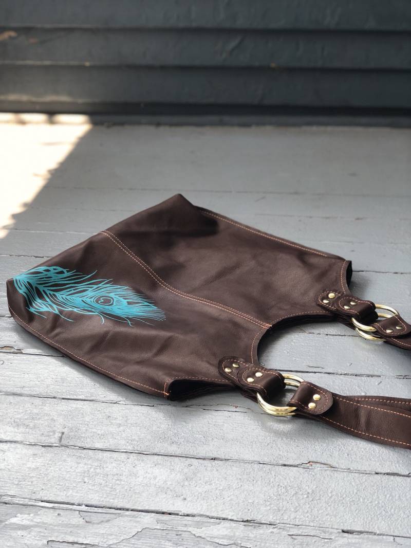 Pfau Beutel | Wie Auf Kristen Stewart Zu Sehen, Große Leder-Einkaufstasche, Ledertasche Nach Maß, Braune Leder Geldbörse, Lederhandtasche von stitchandswash