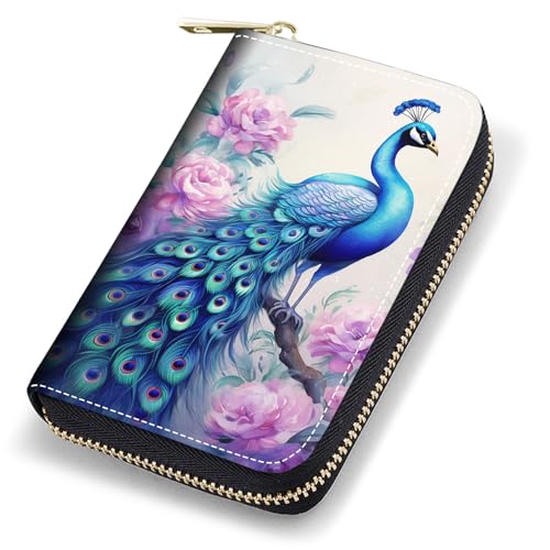 stmedazm Kreditkartenetui für Damen, RFID-blockierend, klein, Leder, Kartenetui mit Reißverschluss, Akkordeon-Brieftaschen, Python, stm-Kartenhüllen-137 von stmedazm