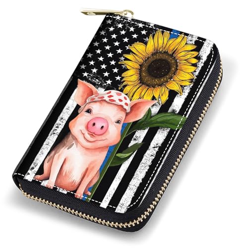 stmedazm Kreditkartenetui für Damen, RFID-blockierend, kleines Leder-Kartenetui mit Reißverschluss, Akkordeon-Brieftaschen, Aquarell-Kunst, Meeresschildkröte, stm-Card Cases-082 von stmedazm