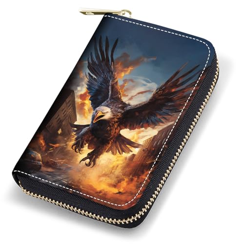 stmedazm Kreditkartenetui für Damen, RFID-blockierend, kleines Leder-Kartenetui mit Reißverschluss, Akkordeon-Brieftaschen, Aquarell-Kunst, Meeresschildkröte, stm-Card Cases-095 von stmedazm