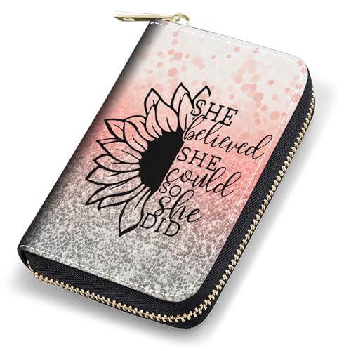 stmedazm Kreditkartenetui für Damen, RFID-blockierend, kleines Leder-Kartenetui mit Reißverschluss, Akkordeon-Brieftaschen, Wolf unter dem Mond, stm-Card Cases-010 von stmedazm