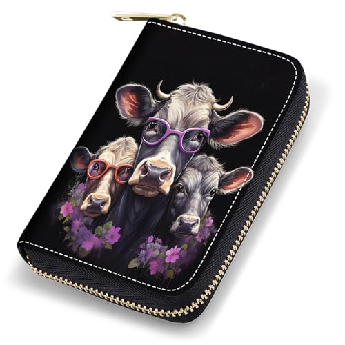 stmedazm Kreditkartenetui für Damen, RFID-blockierend, kleines Leder-Kartenetui mit Reißverschluss, Akkordeon-Brieftaschen, Wolf unter dem Mond, stm-Card Cases-023 von stmedazm