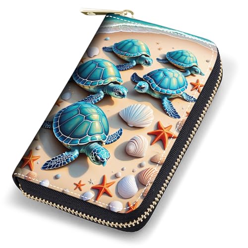 stmedazm Kreditkartenetui für Damen, RFID-blockierend, kleines Leder-Kartenetui mit Reißverschluss, Akkordeon-Brieftaschen, mexikanische Flagge, Maya-Azteken-Totem, stm-Card Cases-171 von stmedazm