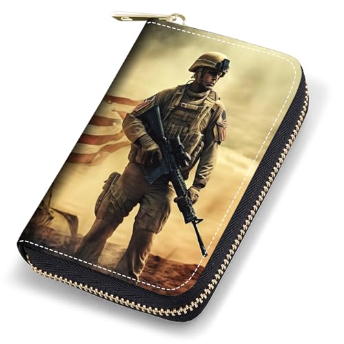 stmedazm Kreditkartenetui für Damen, RFID-blockierend, kleines Leder-Kartenetui mit Reißverschluss, Akkordeon-Brieftaschen, mexikanische Flagge, Maya-Azteken-Totem, stm-Kartenhüllen-186 von stmedazm