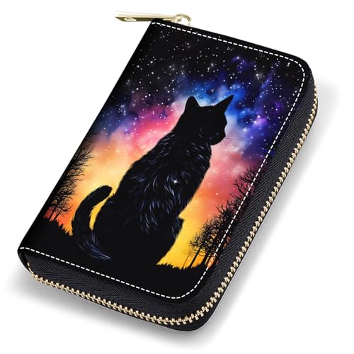 stmedazm Kreditkartenetui für Damen, RFID-blockierend, kleines Leder-Kartenetui mit Reißverschluss, Akkordeon-Brieftaschen, niedliche Cartoon-Katzen, stm-Card Cases-044 von stmedazm