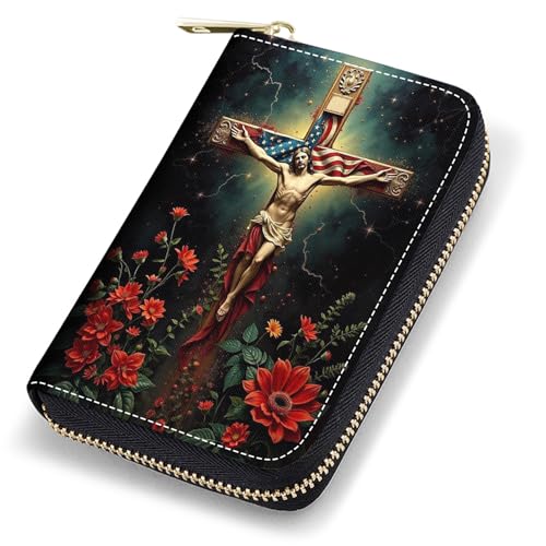 stmedazm Sakyamuni Buddha Kreditkartenetui für Damen, RFID-blockierend, klein, Leder, Kartenetui mit Reißverschluss, Akkordeon-Brieftaschen, stm-Kartenetui-214 von stmedazm