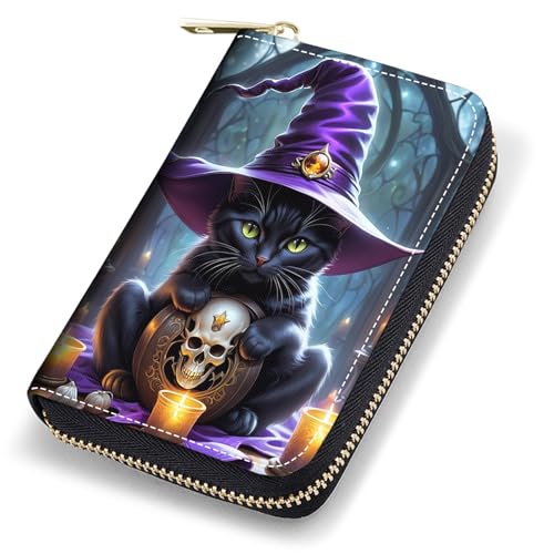 stmedazm Sakyamuni Buddha Kreditkartenetui für Damen, RFID-blockierend, klein, Leder, Kartenetui mit Reißverschluss, Akkordeon-Brieftaschen, stm-Kartenetui-215 von stmedazm