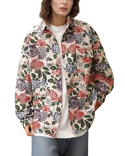 Männer und Frauen sind geeignet für lässige Jacke, Retro, dicker Jacquard-National-Stil, lockeres langärmeliges Revers, Hemd, Knopf, Floral a, L Männer und Frauen sind geeignet für lässige Jacke, Retro, dicker Jacquard-National-Stil, lockeres langärmeliges Revers, Hemd, Knopf, Floral a, L von stmoitz