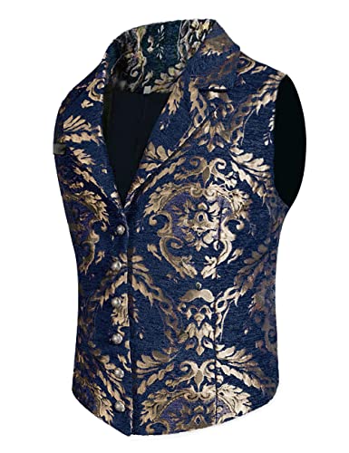 Steampunk-Weste für Herren, Gothic-Korsett, Weste, viktorianisches Maskerade-Outfit, Kleid, Jacquard, Gothic, Anzug, Kostüm, Blau, Small von stmoitz