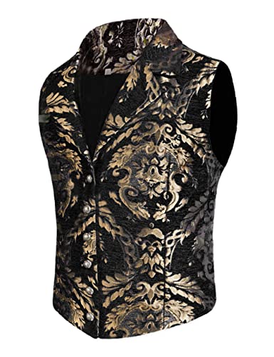 Steampunk-Weste für Herren, Gothic-Korsett, Weste, viktorianisches Maskerade-Outfit, Kleid, Jacquard, Gothic, Anzug, Kostüm, Schwarz, Small von stmoitz