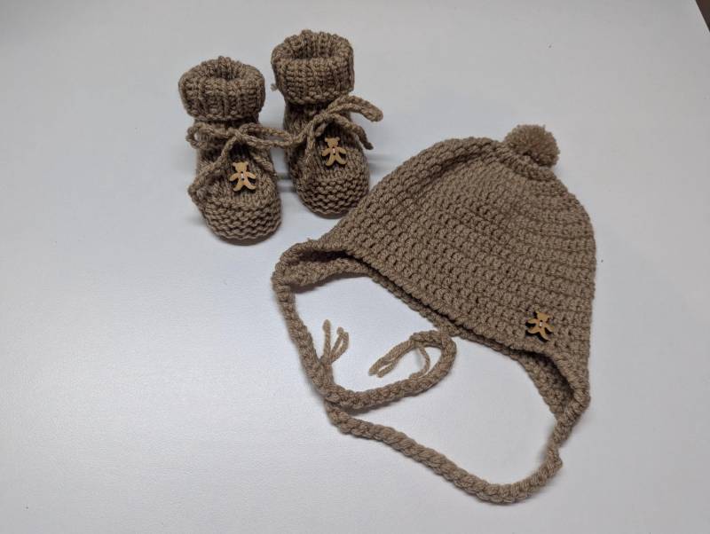 Babyset Erstlingsset Geburtsgeschenk Mütze Und Schuhe Gr. 62 von stoeberbude