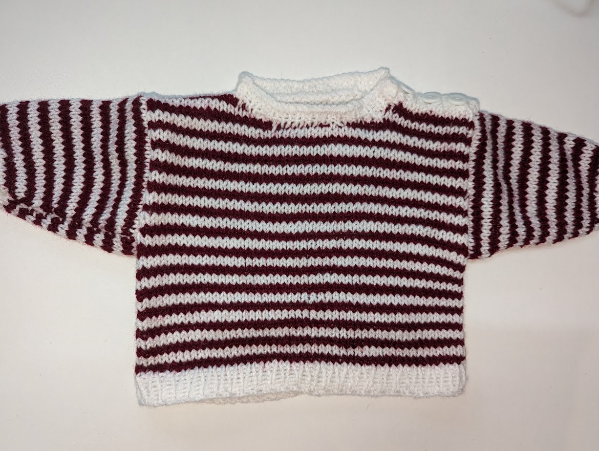 Babystrickpullover Babypullover Ringelpulli Weinrot Gestreift Gr. 62 Sonderpreis von stoeberbude