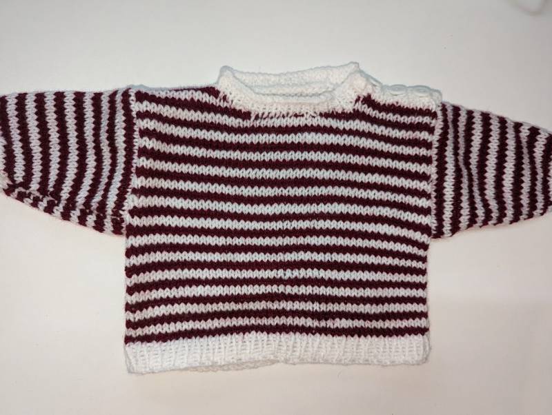 Babystrickpullover Babypullover Ringelpulli Weinrot Gestreift Gr. 62 Sonderpreis von stoeberbude