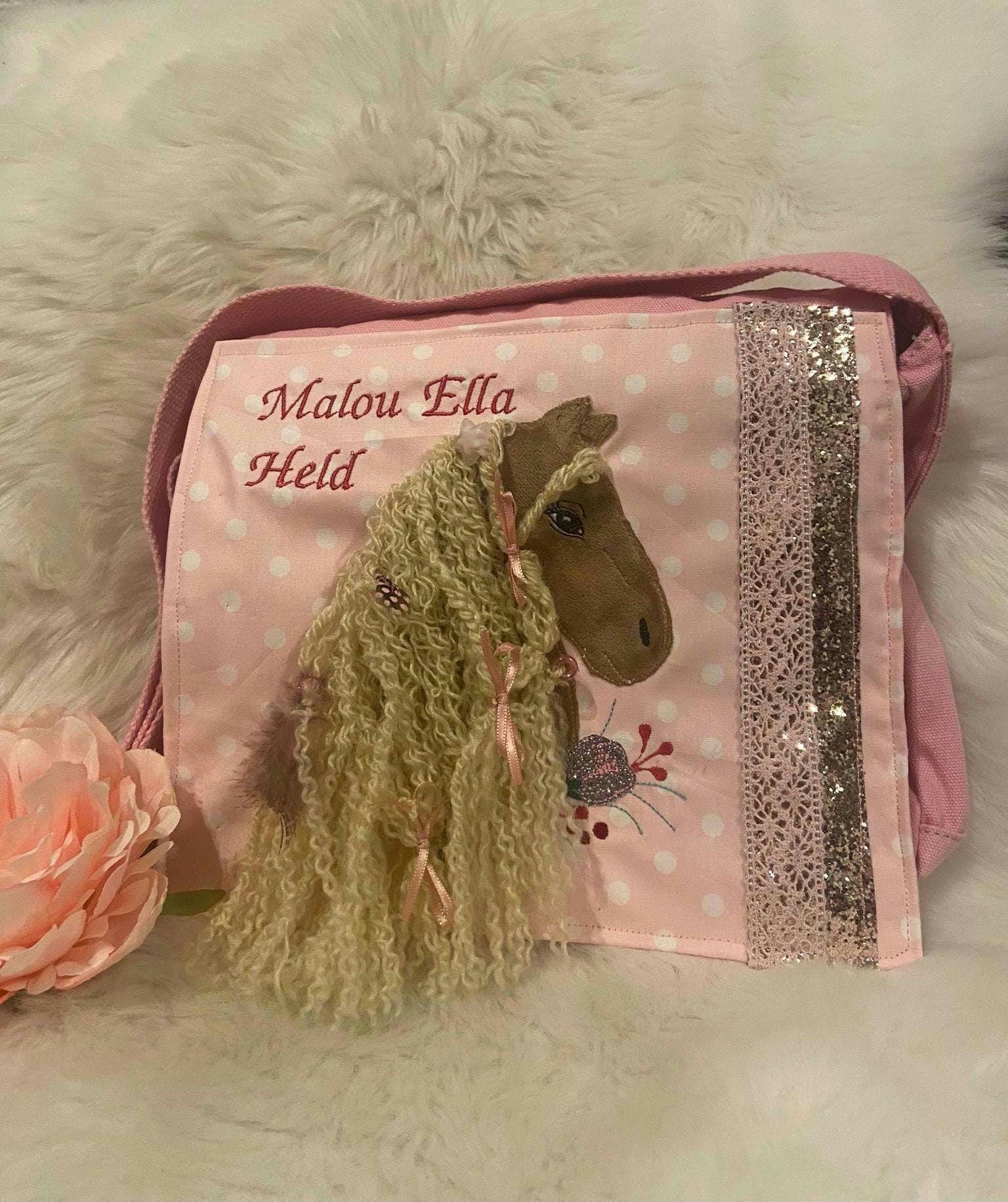 Kindergartentasche, Mädchen, Kindergartenrucksack, Turnbeutel, Pferd, Rosa, Kitatüte , Personalisiert Auch Mit Glitzer Erhältlich von stoffhexen