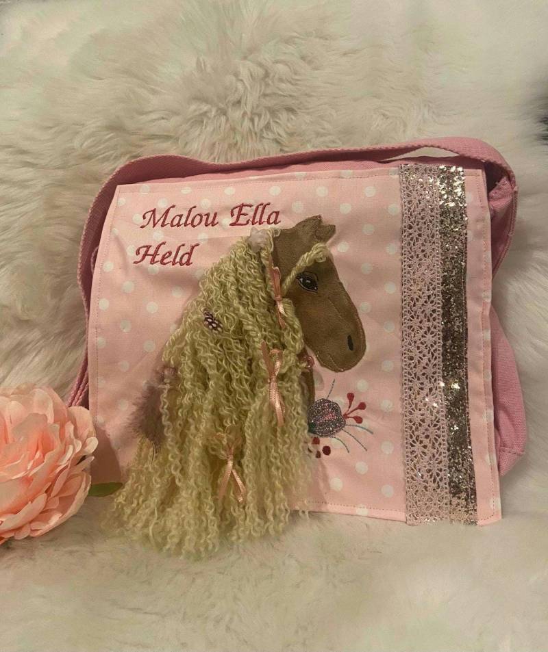 Kindergartentasche, Mädchen, Kindergartenrucksack, Turnbeutel, Pferd, Rosa, Kitatüte , Personalisiert Auch Mit Glitzer Erhältlich von stoffhexen