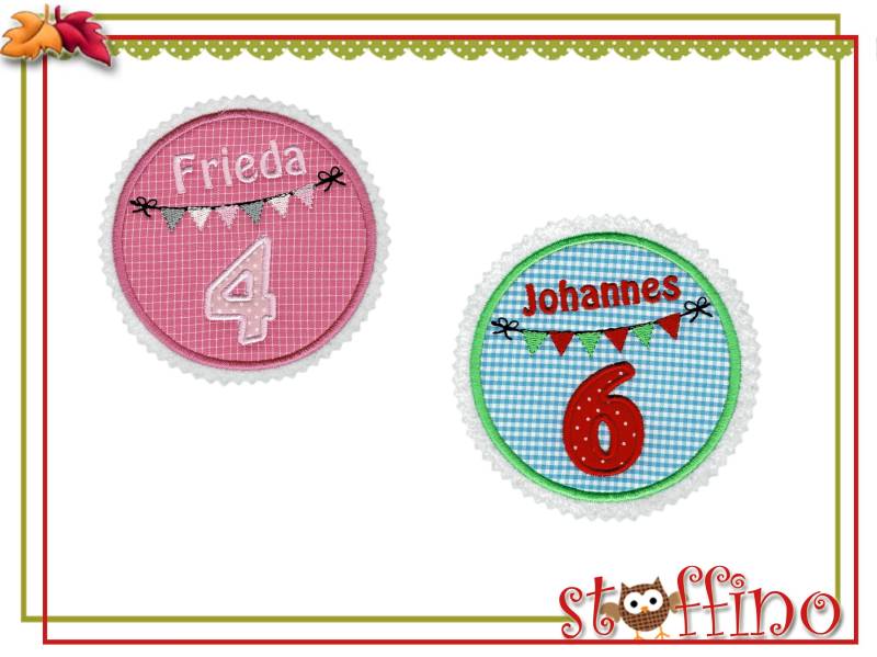 Applikation Geburtstagszahl Wunschname Aufnäher von stoffino