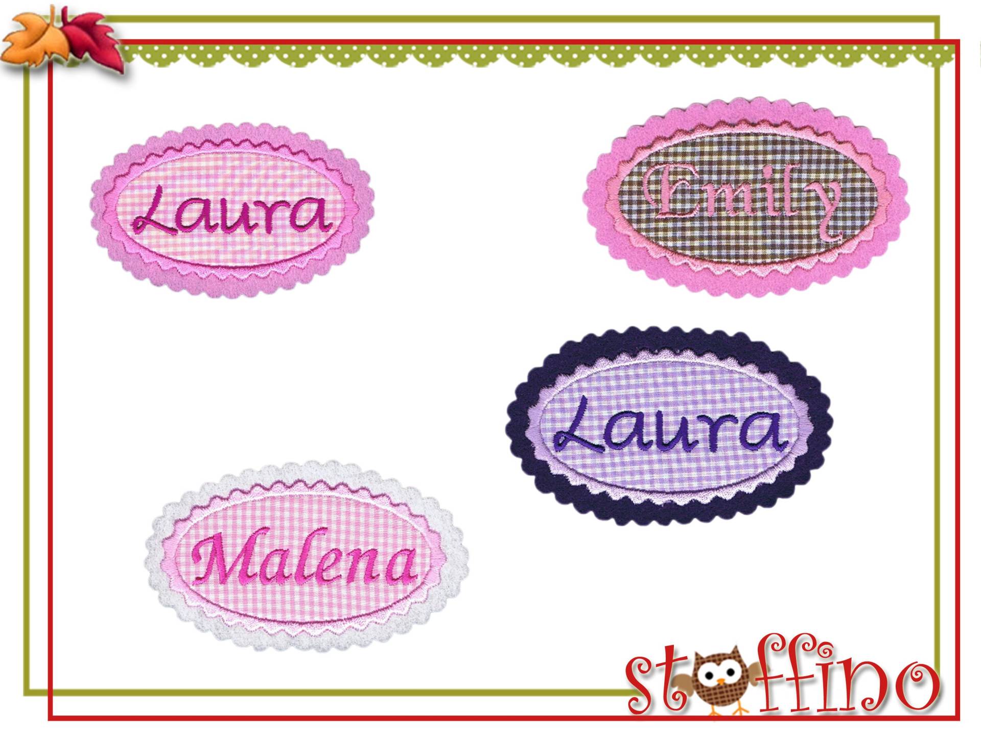 Applikation Namensschild Und Wunschname in 14 Farben Button Name von stoffino