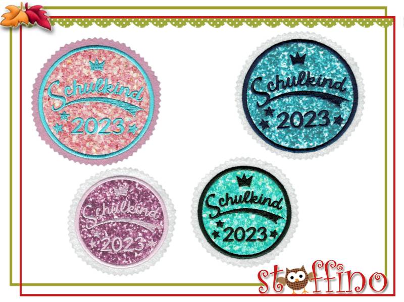 Applikation Schulkind 2025 Button Patch Größe Nach Wahl von stoffino