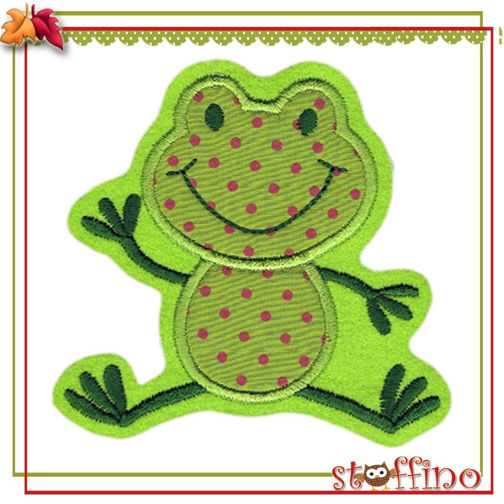 Applikation Süßer Winkender Frosch Aufnäher Pink von stoffino