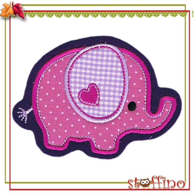 Aufnäher Applikation Elefant Pinke Punkte von stoffino