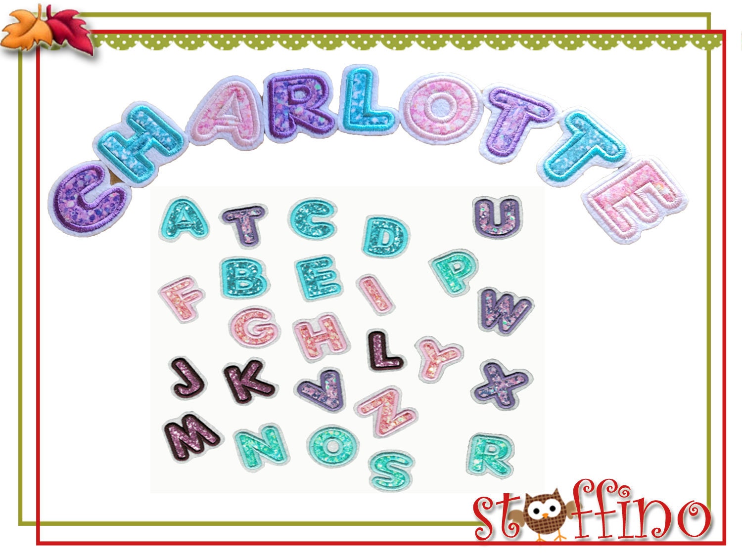 Buchstabe Buchstaben Applikation Abc Name von stoffino