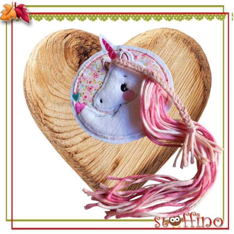Einhorn Applikation Mit Wollmähne Pony Aufnäher Button Für Schultüte Taschen Diy-Projekte Zur Einschulung von stoffino