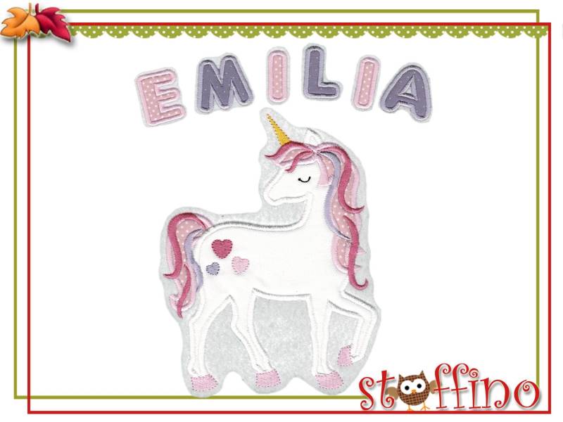 Einhorn Buchstaben Applikation Abc Wunschname von stoffino