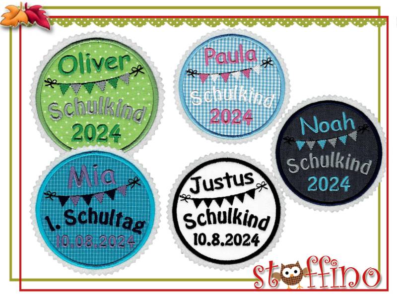 Einschulung Applikation Schulkind 2025 Für Die Schultüte Aufnäher Und Wunschname von stoffino