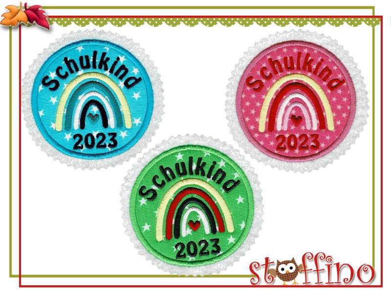Einschulung Regenbogen Applikation Schulkind 2025 Für Die Schultüte Aufnäher Und Wunschname von stoffino
