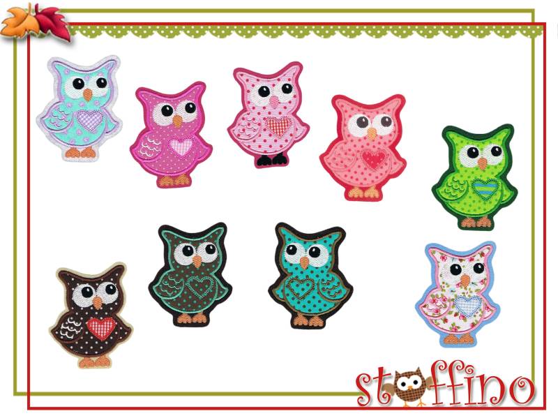 Eulen Applikation Grosse Auswahl Aufnäher Eule Aus Stoff von stoffino
