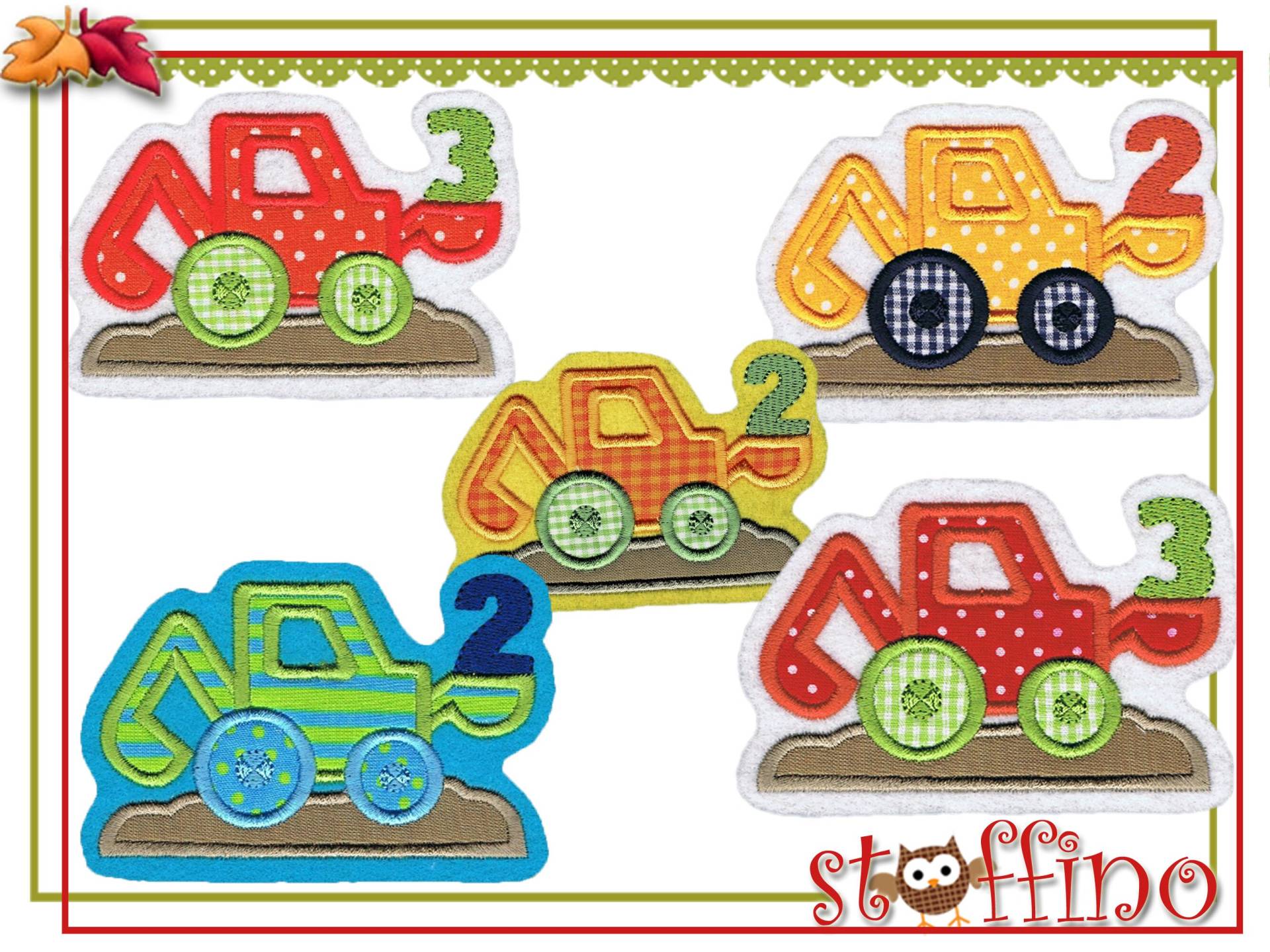 Geburtstagszahl Applikation Bagger Zahlen 1 - 5 von stoffino