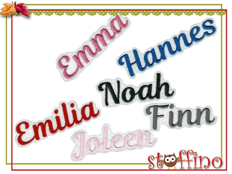 Name Gestickt Auf Weißen Filz/ Namenszug Namensschild Applikation Einschulung von stoffino