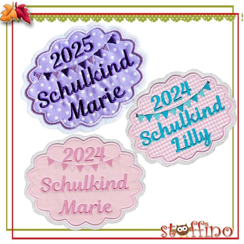 Personalisierte Applikation Zur Einschulung Schulkind 2025 Für Die Schultüte Aufnäher Und Wunschname von stoffino