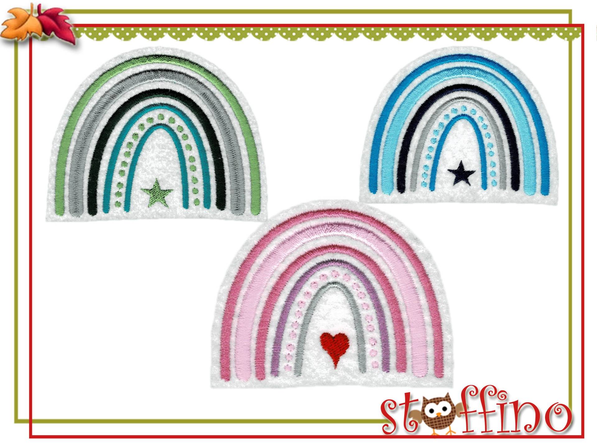 Regenbogen Applikation Aufnäher Größe Nach Wahl von stoffino