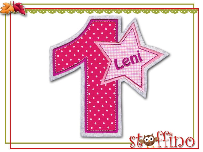 xxl Geburtstagszahl Stern Wunschname Applikation von stoffino