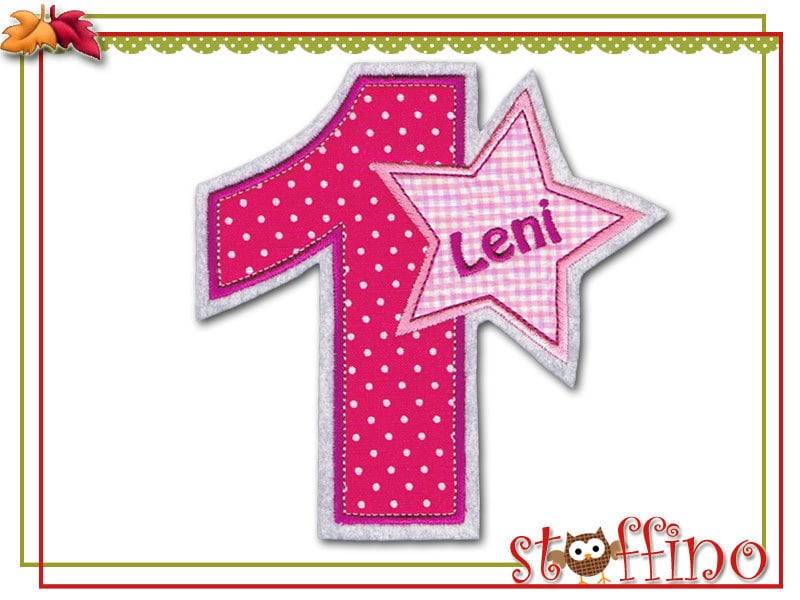 xxl Geburtstagszahl Stern Wunschname Applikation von stoffino