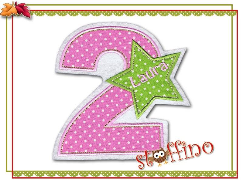 xxl Geburtstagszahl Stern Wunschname Applikation von stoffino