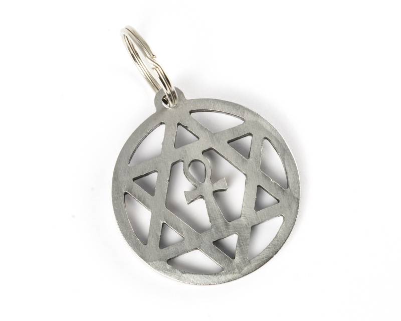 Hexagramm Stern Mit Anchkreuz Schlüsselanhänger Aus Metall von stohlerArtMetalWork
