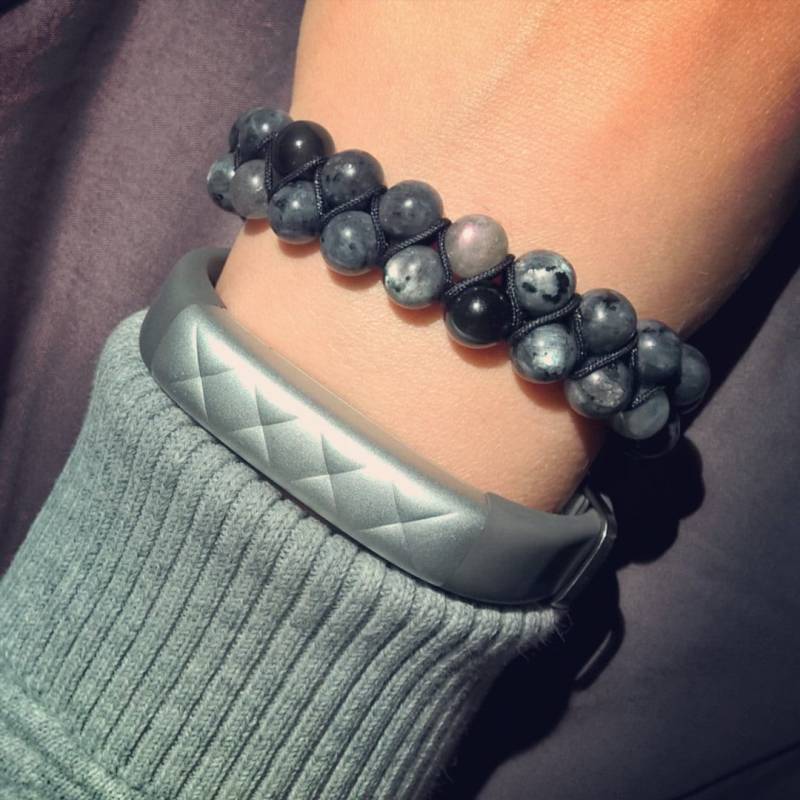 Madagaskar Labradorit, Larvikit Und Obsidian Doppel 8mm Einstellbar von stonenomadic