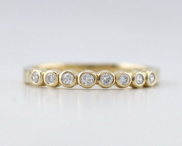 2, 6 Mm Diamant Ehering | Lünettenfassung Polierte Oberfläche Massives 14K Gold Feiner Schmuck Kostenloser Versand von stonesandgold