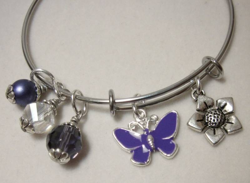 Lila Schmetterling Armreif von stonesnshells
